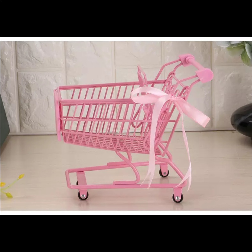 Shopping cart pink iron large decor basket storage